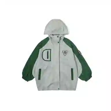 鸭鸭 童装 拼色加绒连帽户外中长款宽松冲锋衣 儿童款
