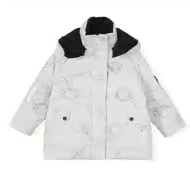 鸭鸭 童装 纯色反光宇航员连帽中长款羽绒服 儿童款