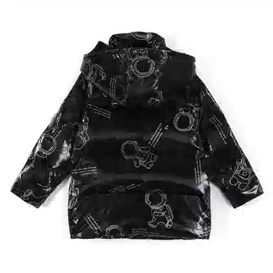 鸭鸭 童装 纯色反光宇航员连帽中长款羽绒服 儿童款