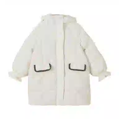 鸭鸭 童装 纯色连帽中长款宽松休闲羽绒服 儿童款