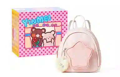 音魅 五角星大学生可爱小众通勤简约百搭 合成革 书包背包双肩包 小号 女款 白色/粉色