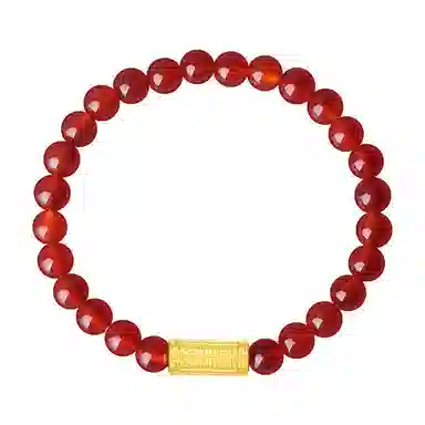 周大生 转得平安 转运珠黄金 显白大气平安路路通配红玛瑙珠串 足金 一口价 黄金手串 女款