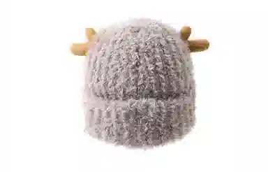 白卷 卡通鹿角保暖护耳可爱毛绒 绒线帽 男女同款情侣款