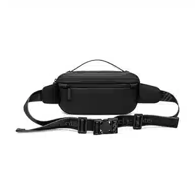 北极猎人 休闲潮流机能时尚 牛津布涤纶防泼水 胸包腰包 中号 男款 黑色