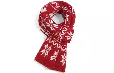 优幽兰 复古红色护脖子防风防寒保暖休闲小众氛围感 绒线围巾 女款