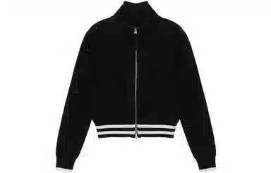 MATIN KIM Letter Zip Pocket Knit Sweater Black