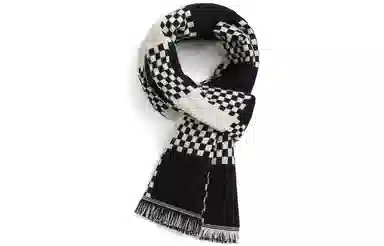 优幽兰 拼色格子 加厚 保暖护脖 防风防寒 高级感 绒线围巾 男女同款情侣款