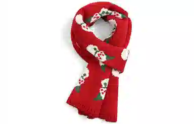 优幽兰 氛围感 红色针织加厚保暖 防风防寒小众穿搭 仿羊绒 绒线围巾 女款