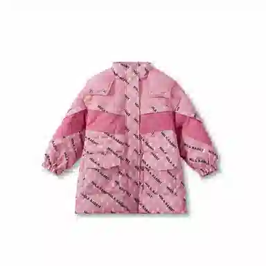 鸭鸭 童装 拼色满印白鸭绒中长款宽松休闲长袖羽绒服 儿童款