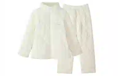 同语 睡衣女士秋冬季珊瑚绒三层夹棉加厚加绒套装冬天可外穿家居服 家居套装 女款 菊白色