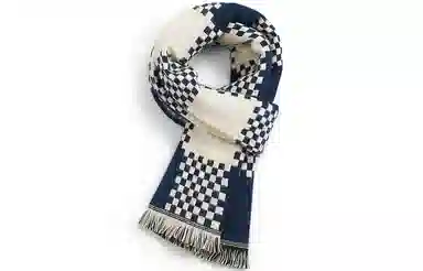 优幽兰 拼色格子 加厚 保暖护脖 防风防寒 高级感 绒线围巾 男女同款情侣款