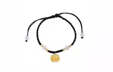 牧言 国潮复古新中式简约小众设计高级感 生肖福字龙编织黑绳可调节 福气平安锁 手链 男女同款情侣款