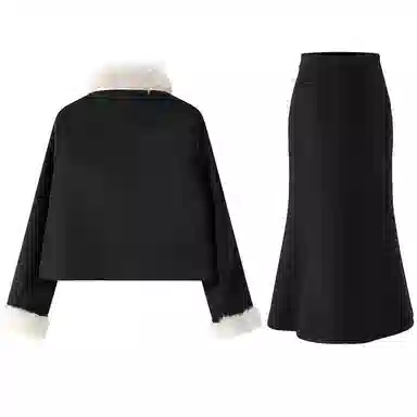 THREE Wool Coat and Skirt Set