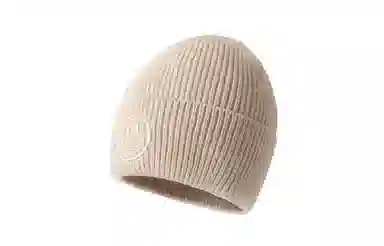 白卷 保暖简约立体笑脸刺绣护耳 绒线帽 男女同款情侣款