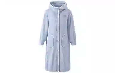 JINGYUN Coral Fleece Hoodie Robe Glacier Blue