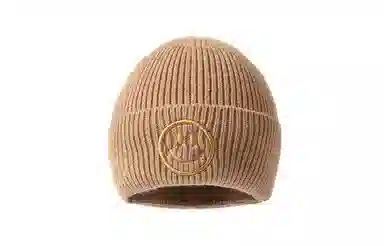 白卷 保暖简约立体笑脸刺绣护耳 绒线帽 男女同款情侣款