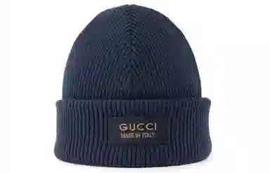 Gucci Logo Patch Beanie Navy