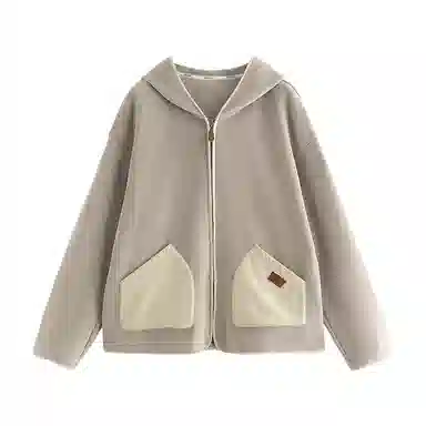 初语 双面绒保暖加厚双插兜加绒拉链连帽衫夹克 女款