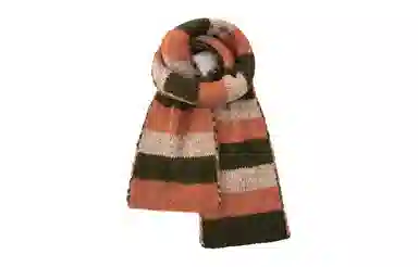 白卷 冬季拼色保暖横条针织百搭 绒线围巾 男女同款情侣款