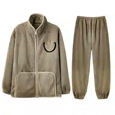 兰缪 秋冬季珊瑚绒男生睡衣 学生宿舍运动休闲加厚加绒家居服可外穿 家居套装  男款  白色