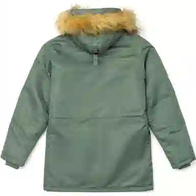 AKCLUB Vintage Quilted Hooded Coat Military Gray