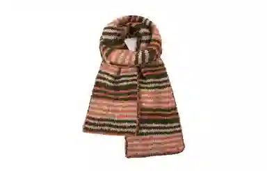 白卷 冬季拼色保暖横条针织百搭 绒线围巾 男女同款情侣款