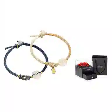 华髻 新中式如意平安扣 好运平安福轻奢 手工编织 高级感中国风 转运珠 织物 手链 男女同款情侣款