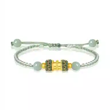 爱恋珠宝 小蛮腰转运珠 精致显白经典款路路通手饰简约百搭日常通勤编织链可调节 足金 手链 男女同款情侣款