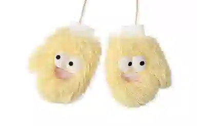 白卷 保暖防寒卡通长毛小怪兽 绒线手套 男女同款情侣款