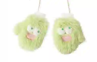 白卷 保暖防寒卡通长毛小怪兽 绒线手套 男女同款情侣款