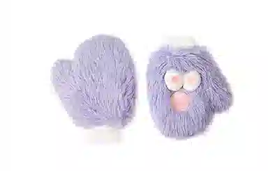 白卷 保暖防寒卡通长毛小怪兽 绒线手套 男女同款情侣款