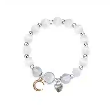 饰伴 白月光转运珠冷淡风亮光十字架 猫眼石 手串 女款