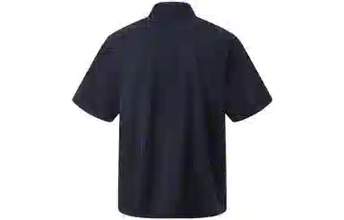 中国李宁 成龙联名功夫系列 纯色宽松休闲短袖衬衫 男款 炭黑色