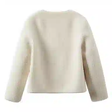 茵曼 皮毛一体仿羊羔绒外套颗粒绒织带保暖上衣绒感外套 女款