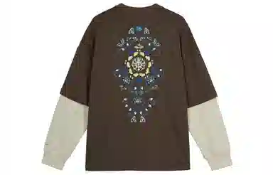 中国李宁 宽松套头休闲运动卫衣 男款 雀褐色印花 送男生