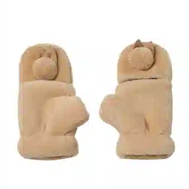 优幽兰 翻盖半指无指实用加绒保暖防寒触屏防滑耐磨好看百搭可爱耐用学生闺蜜穿搭保暖小兔子 绒线手套 女款