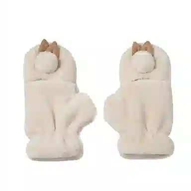 优幽兰 翻盖半指无指实用加绒保暖防寒触屏防滑耐磨好看百搭可爱耐用学生闺蜜穿搭保暖小兔子 绒线手套 女款