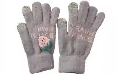 优幽兰 加绒保暖防寒触屏防滑耐磨设计感小众可爱保暖五指分指学生通勤便携 旅行闺蜜穿搭 绒线手套 女款