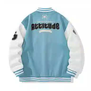 Gwola Baseball Boy Series Patchwork Colorblock Letter Print Baseball Jacket