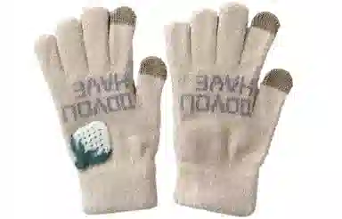 优幽兰 加绒保暖防寒触屏防滑耐磨设计感小众可爱保暖五指分指学生通勤便携 旅行闺蜜穿搭 绒线手套 女款