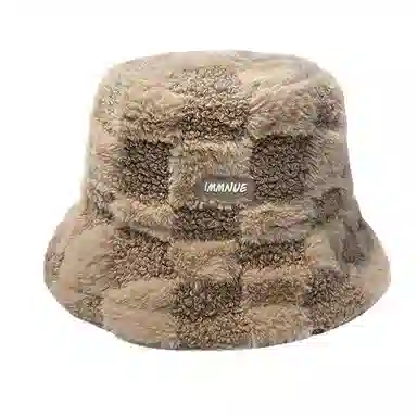 WODONBLE Bucket Hat Plaid Plush Warm
