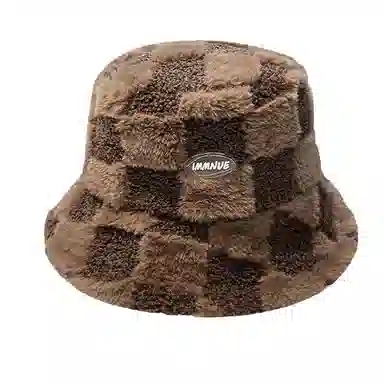 WODONBLE Bucket Hat Plaid Plush Warm
