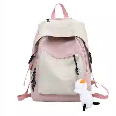 尼格尔新简约撞色书包女韩版尼龙初中高中小学生双肩包学院风大容量背包 多色