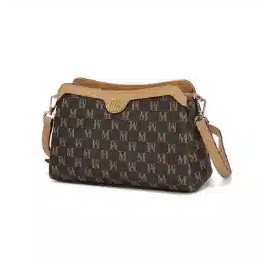 稻草人 复古印花设计 聚氯乙烯 撞色包单肩包斜挎包 常规 女款 深棕色/卡其/深啡棕/深咖棕