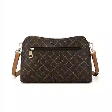 稻草人 复古印花设计 聚氯乙烯 撞色包单肩包斜挎包 常规 女款 深棕色/卡其/深啡棕/深咖棕