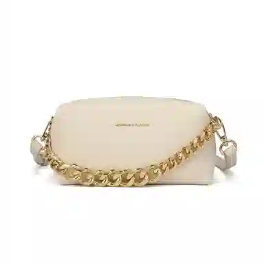 稻草人 简约链条 聚氨酯 单肩包斜挎包 常规 女款 驼色/米白