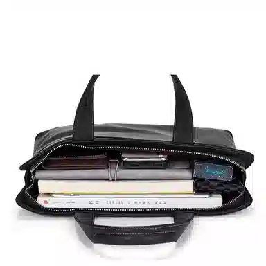 波斯丹顿 商务横款简约青年大容量 植鞣牛皮 手提包公文包 常规 男款 黑色