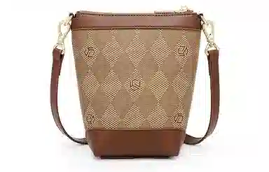 马莎兰缇 复古老花经典百搭高级感气质小众上班通勤欧美风个性 合成革 水桶包单肩斜挎包 女款 深棕配杏/啡色