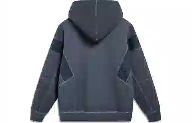 中国李宁 滑板系列 撞色宽松套头连帽卫衣 男女同款 黑色