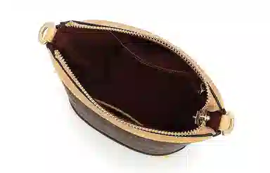 马莎兰缇 复古老花经典百搭高级感气质小众上班通勤欧美风个性 合成革 水桶包单肩斜挎包 女款 深棕配杏/啡色